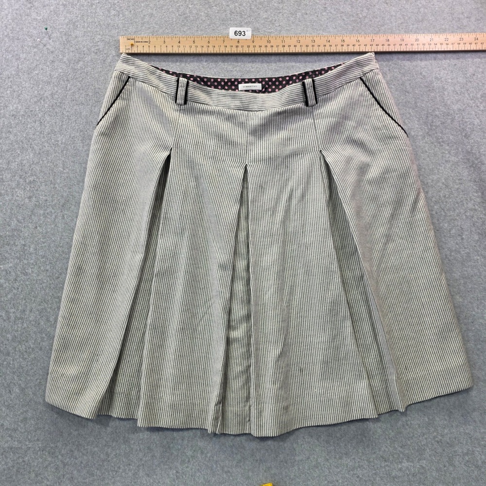 Semantiks Cream and Black Pinstripe Midi Skirt